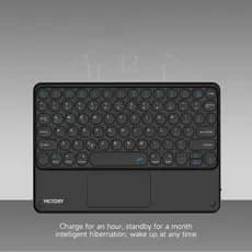 Teclado Bluetooth Chave Redonda Sem Fio Com Touch Para Celular / Tablet / Laptop - Preto