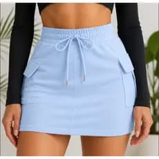 Saia Cargo Feminino Moletom Moletinho Cintura Alta Bolso Lateral Confortável Casual Verão 2027