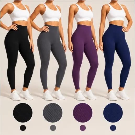 Calça Legging Canelada Sem Costura Cintura Alta Modeladora Fitness Feminina Premium
