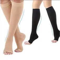Kit 2 Pares de Meias de Compressão 3/4 Circulação Varizes Inchaço Pernas Cansada Edema Ortopédica Trombose Unissex
