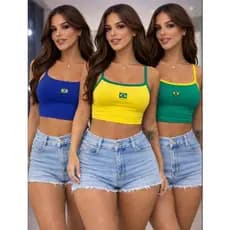 Blusa Alça Fina Brasil Core Essencial Básica dia a dia blusinha Alçinha 2026 rumo ao hexa