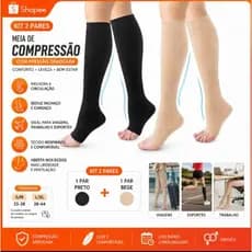 -Meias De Compressão Alta Pressão Varizes De Dedo Do Pé Abertas  Mulheres Grandes  Tamanhos