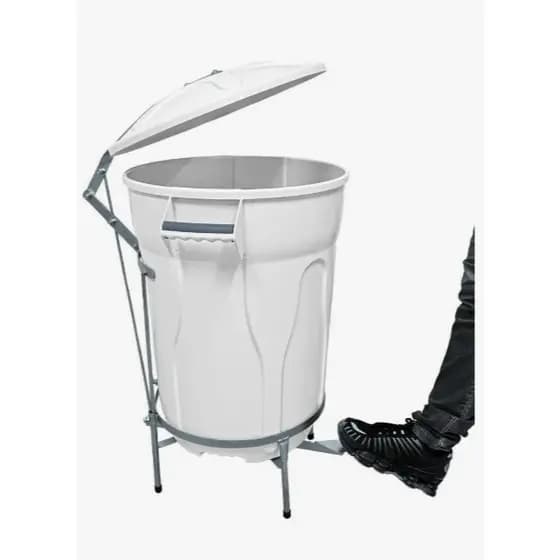 LIXEIRA CESTO REDONDO 100 LITROS COM TAMPA E PEDAL METÁLICO