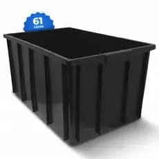 Caixa Plástica Organizadora 61L Grande Bau Container Sem Tampa Preto Branca Azul