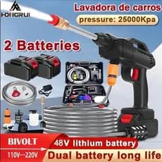 Pistola de Lavagem de Alta Pressão Profissional  48V 2 Bateria Bivolt110V 220V Para Pisos Carros Jardim Remoção de musgo