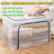 Caixa Organizadora PVC e Linho com Zíper Impermeável Antimofo 24L/66L/100L Armazenamento Resistente