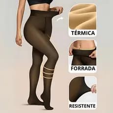 Meia-Calça Térmica Translúcida Forrada com Pelúcia, Alta Elasticidade – Inverno