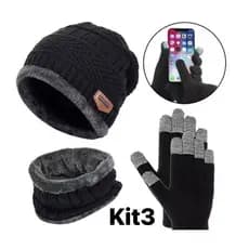 Kit Inverno Touca de Frio + Gola Forrada+ Luva - Masculina e Feminina Cachecol Echarpe