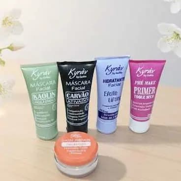 Kit Skincare Mascára - Carvão ativado - Argila Branca - Hidratante Lifting - Colágeno  - Primer