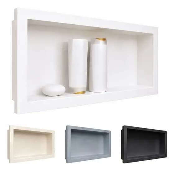 Nicho Para Banheiro Embutido 30x60cm PVC Porta Shampoo Imita Porcelanato