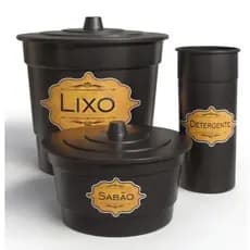 CONJUNTO KIT PIA 3 PEÇAS LIXEIRA PORTA SABÃO E DETERGENTE - COZINHA