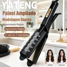 Chapinha Profissional 2 em 1 com Vapor Cerâmica, 4 Calores Ajustáveis | 127V e 220V, Cabelo Úmido Salão e Doméstico