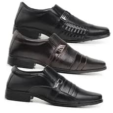 Kit 3 Sapato Social Masculino Couro Legítimo Confortável Trabalho Elegante