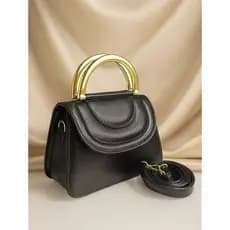 Bolsa Feminina de Mão com Alça Transversal e Detalhes Dourados – Elegância e Sofisticação