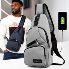 bolsa de ombro anti-roubo de ombro com entrada para carregador usb pratica e flexivel