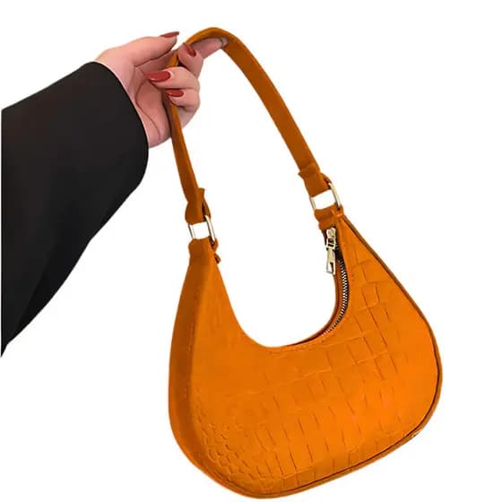 bolsa meia lua: ombro, zíper, cor sólida e textura elegante para arrasar bolsinha estilosa casual