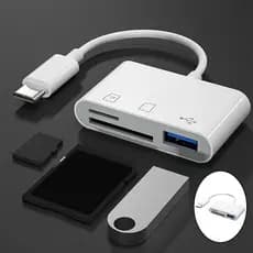 Adaptador USB-C Tipo-C com Leitor SD, TF e USB – Compatível com Notebook e Celular AcheiBarato