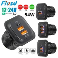 Tomada De Carregador USB 12V/24V , Rápido PD Tipo C E QC3.0 , Porta , Para Carro , Barco , Caminhão Marinho