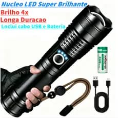 Lanterna Tática Ultra Potente Recarregável Longo Alcance Alta Luminosidade