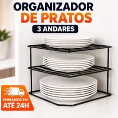 Suporte para Pratos Organizador de Armário 2 andares Aramado Cozinha