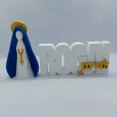 Imagem Nossa Senhora Decorativa c/ Letreiro Roga Por Nós 3D