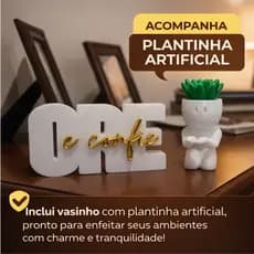 Letreiro Ore e Confie 15x8cm Frase Decorativa Frase Religiosa Kit com vasinho orando  Sala Quarto