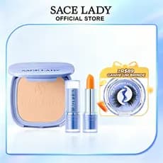 SACE LADY Pó Facial Pérola  e Lip Balm 30PA+++ Controlo de Óleo hidratante labial de longa duração Kit de maquiagem