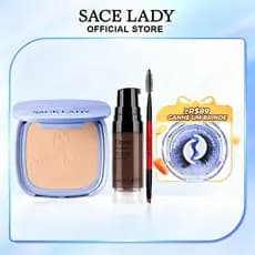 SACE LADY Pó Facial Pérola e Lápis de sobrancelhas em gel Kit de Maquiagem FPS 30PA+++ Controlo