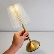 Abajur LED Cristal Premium Recarregável – Touch | Sem Fio | Luz Tricolor