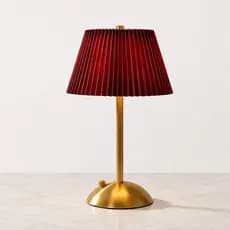 Abajur | Luminária de Mesa com Cúpula de Tecido Plissado – 3 Tons de Luz