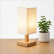 Abajur Luminária de Mesa LED – 3 Tons de Luz | Base de Madeira e Cúpula de Tecido