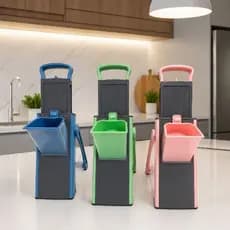 Fatiador de Legumes Mandoline Dobrável Ajustável – 3 Cores (Azul, Verde e Rosa)