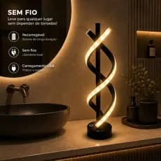 Luminária de Mesa LED Duplo Padrão Recarregável Sem Fio – Touch | 3 Tons de Luz