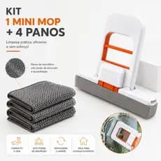 Mini Mop Portátil com 4 Panos Reutilizáveis ou Kit 10 Panos Refil Limpeza Cozinha Bancada