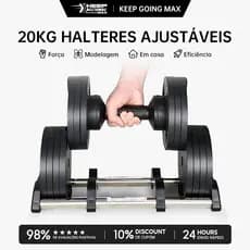 Keep Dumbbell Halter Regulável Anilhas 20Kg Com Base Elite Pro