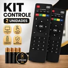 Controle Remoto Universal Smart TV B ox Completo + Pilhas AA Pronto Uso
