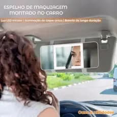 Espelho LED para Carro com 3 Tons de Luz Recarregável Touch 60 LEDs