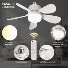 Ventilador de Teto LED Silencioso com Controle Remoto Bivolt Econômico