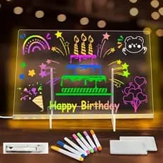 Luminária LED 3D Abajur Acrílico 15x15 – Quadro de Notas para Escrever, Decoração para Quarto e Sala