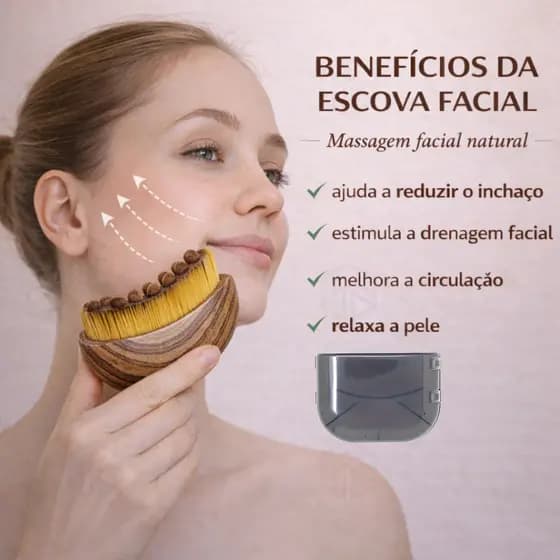 Escova Facial Drenagem Linfática Contorno Rosto Massageador Facial Anti Inchaço Massagem estetica facial