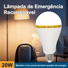Kit 3 Lâmpada LED de Emergência 20W inteligente, recarregável, acende quando falta luz