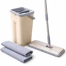 Mop Limpeza mop Giratório Esfregão Flat, rodo + mop Balde Escorredor Duplo 2 Refis Grátis flash mop