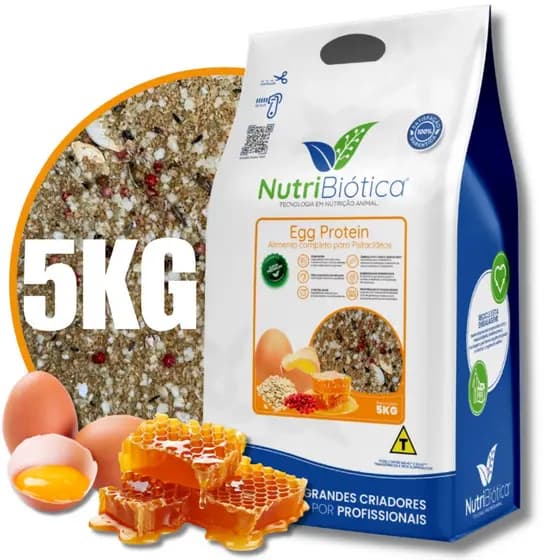 Farinhada Psitacídeos Egg Protein Nutribiótica 5kg Energia Crescimento Ração Ring Neck Calopsita