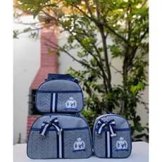 kit de bolsa Maternidade  e Mochila Jeans (3 Peças)