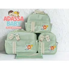 kit de  Bolsa  Maternidade Luxo Fita bordada (4 Peças)