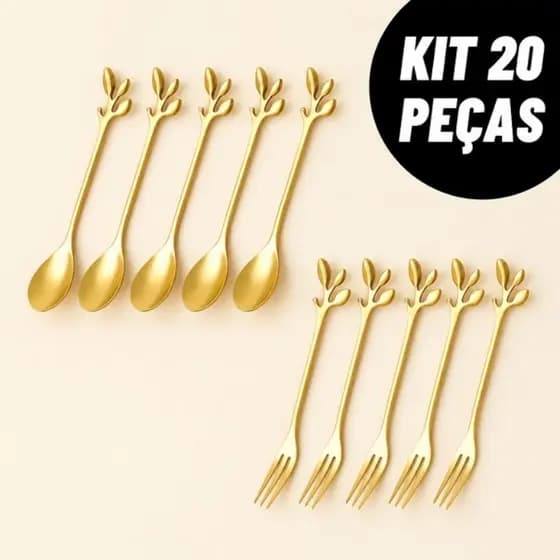 Kit jogo 20 Peças Conjunto De Colher garfo Criativo De Aço Inoxidável Talheres De Ouro Para Café