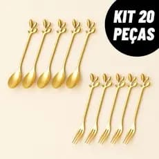 Kit jogo 20 Peças Conjunto De Colher garfo Criativo De Aço Inoxidável Talheres De Ouro Para Café