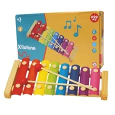 Xilofone Infantil de Madeira 8 Notas Arco-íris e 2 Baquetas – Brinquedo Musical Educativo Montessori