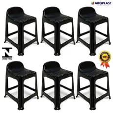 Kit Com 6 Banquinhos Com Encosto Plástico Banqueta Com Encosto Ergonômico