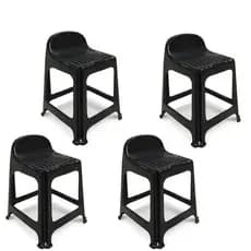 Kit Com 4 Banquetas Com Encosto - Banquinho Plástico Com Encosto Ergonômico